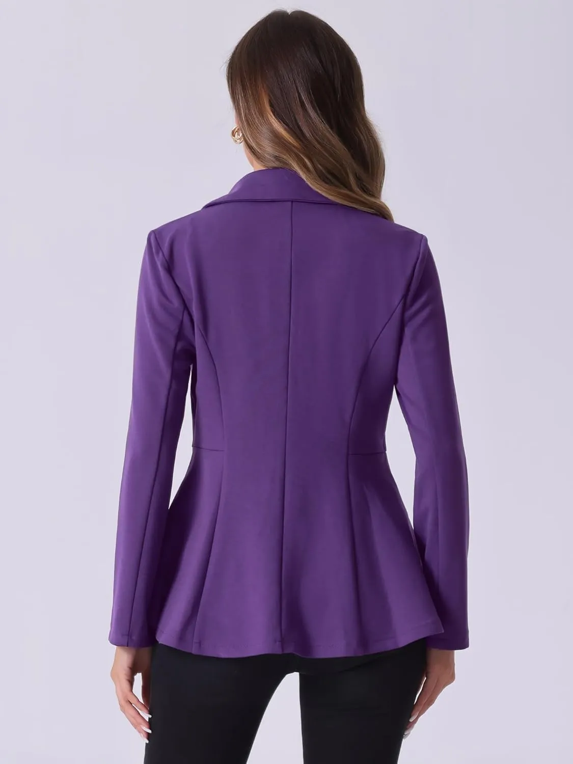 Allegra K Women's Casual Jacket Steampunk High Low Hem Open Front Long Sleeves Work Peplum Blazer