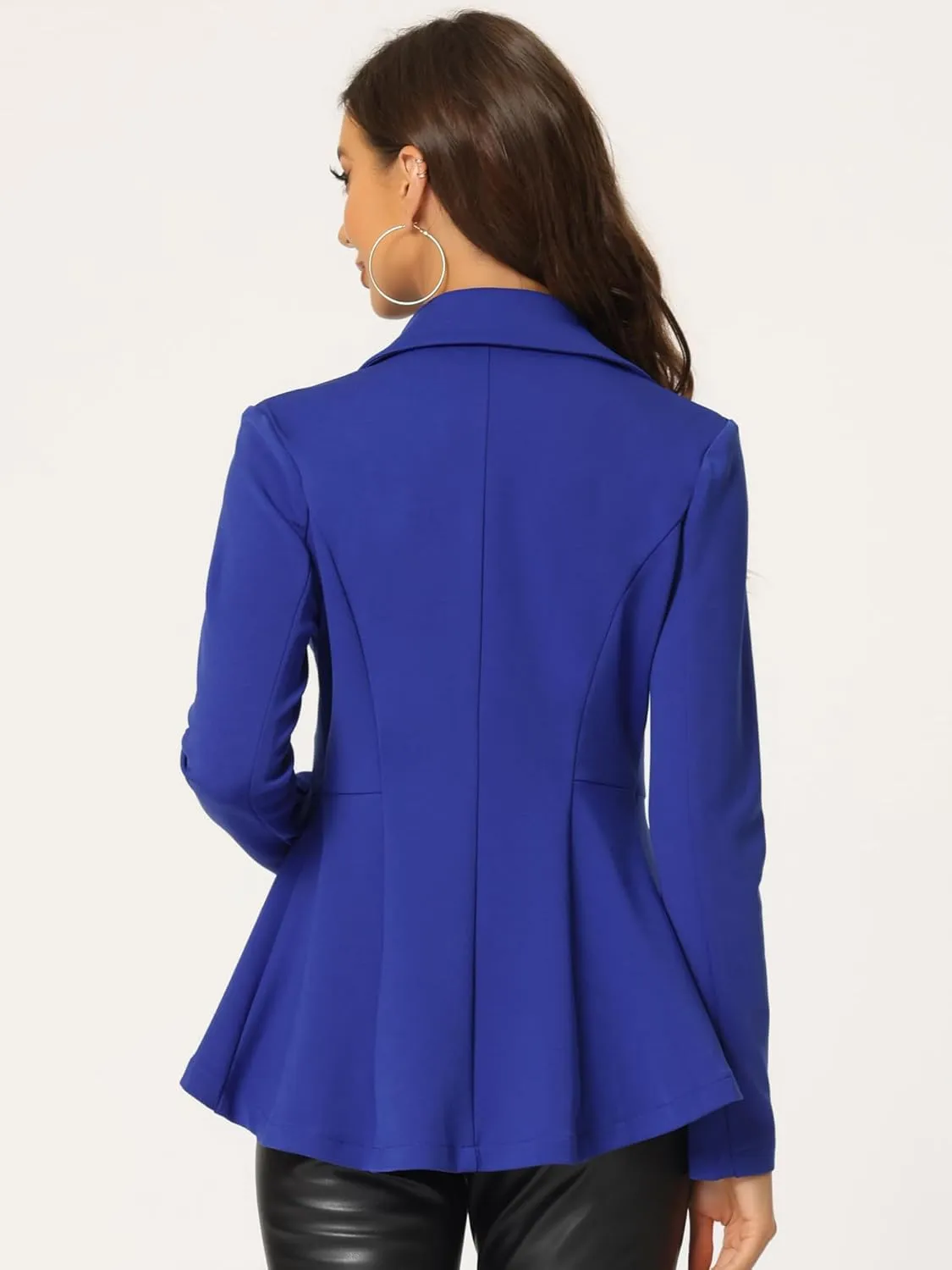 Allegra K Women's Casual Jacket Steampunk High Low Hem Open Front Long Sleeves Work Peplum Blazer