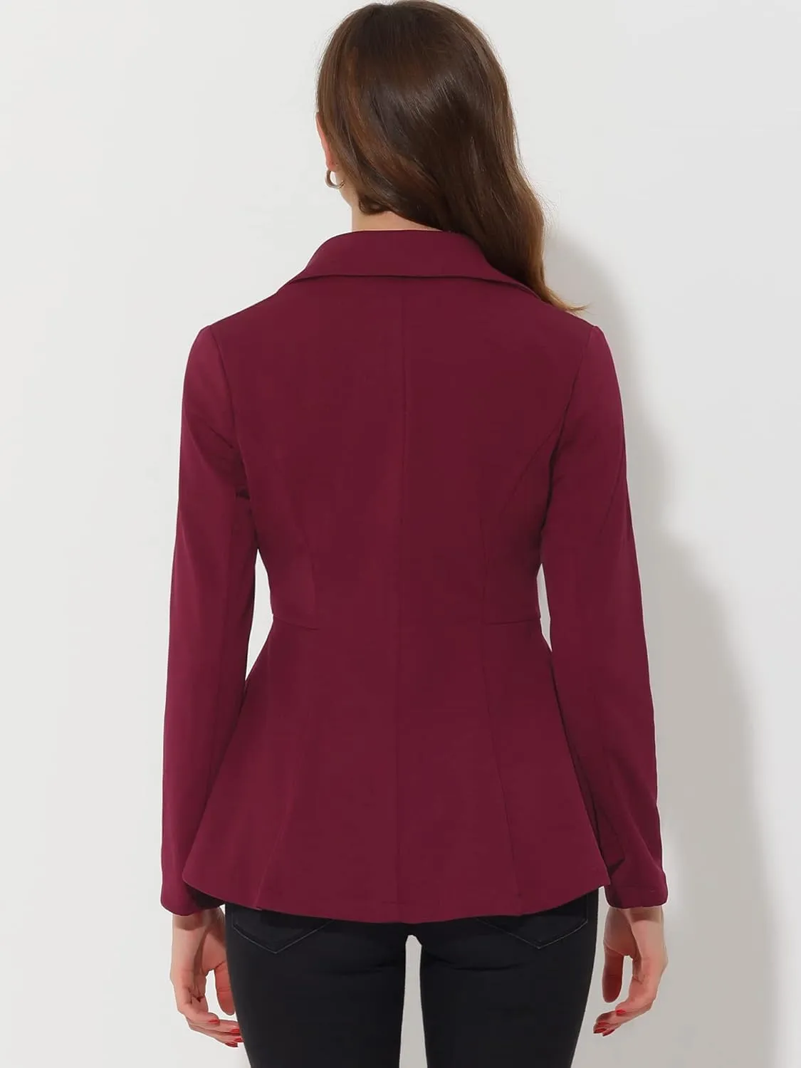 Allegra K Women's Casual Jacket Steampunk High Low Hem Open Front Long Sleeves Work Peplum Blazer