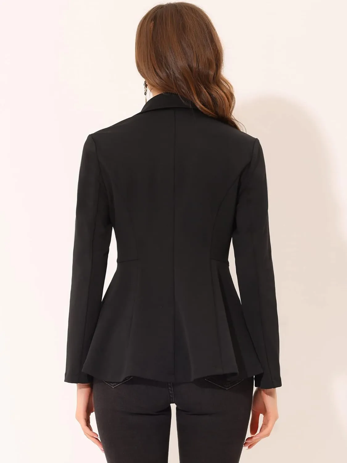 Allegra K Women's Casual Jacket Steampunk High Low Hem Open Front Long Sleeves Work Peplum Blazer