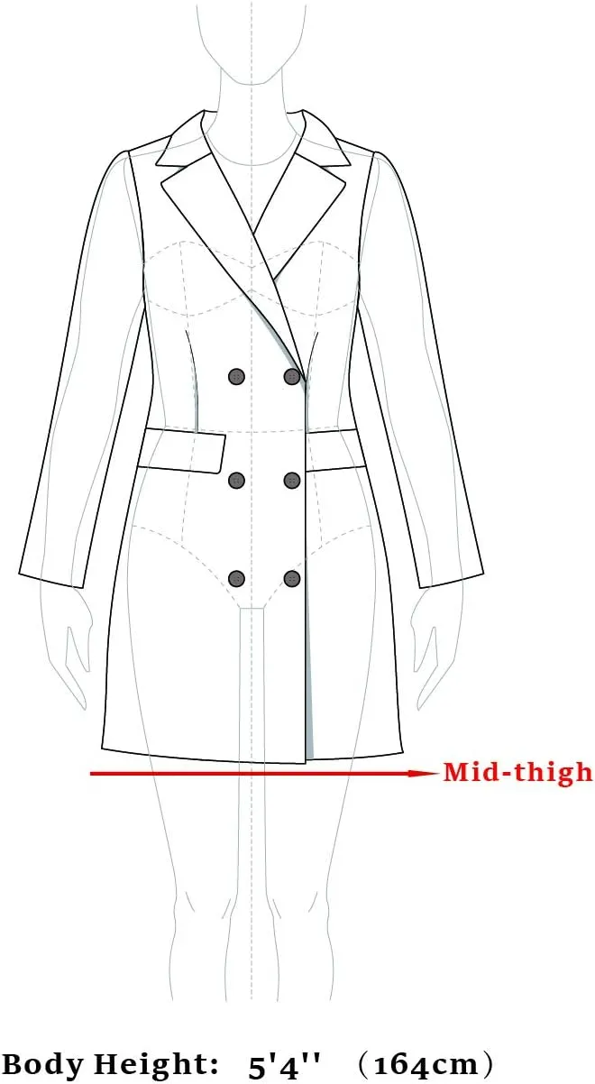 Allegra K Women's Winter Overcoat Notched Lapel Long Sleeve One Buttoned Mid-Length Long Coat