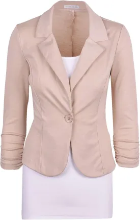 Aulin Collection Women's Casual Work Solid Color Knit Blazer