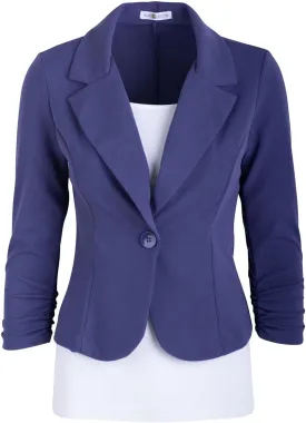 Aulin Collection Women's Casual Work Solid Color Knit Blazer