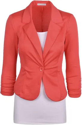 Aulin Collection Women's Casual Work Solid Color Knit Blazer