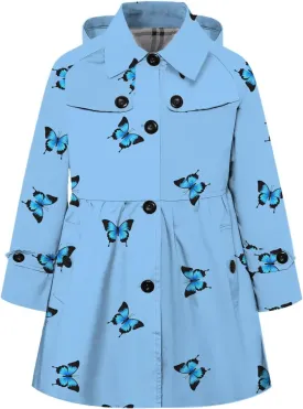 Betusline Girl's Hooded Rain Jackets Lightweight Print Waterproof Trench Coat Windbreaker Raincoats for Girls,2-14 Years