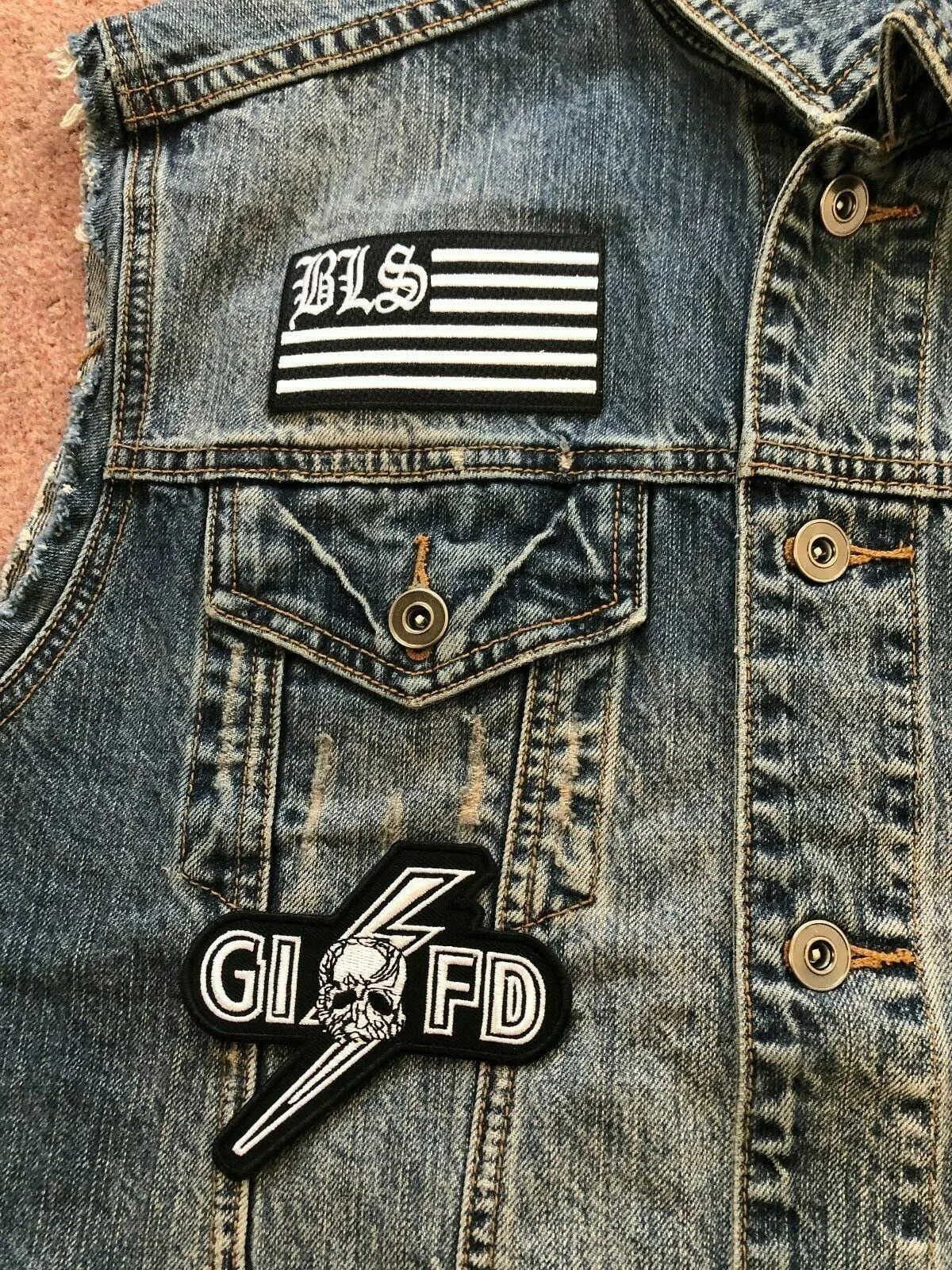 Black Label Society Doom Crew Rocker Patch Set Battle Jacket Cut-Off Denim BLS GIFD
