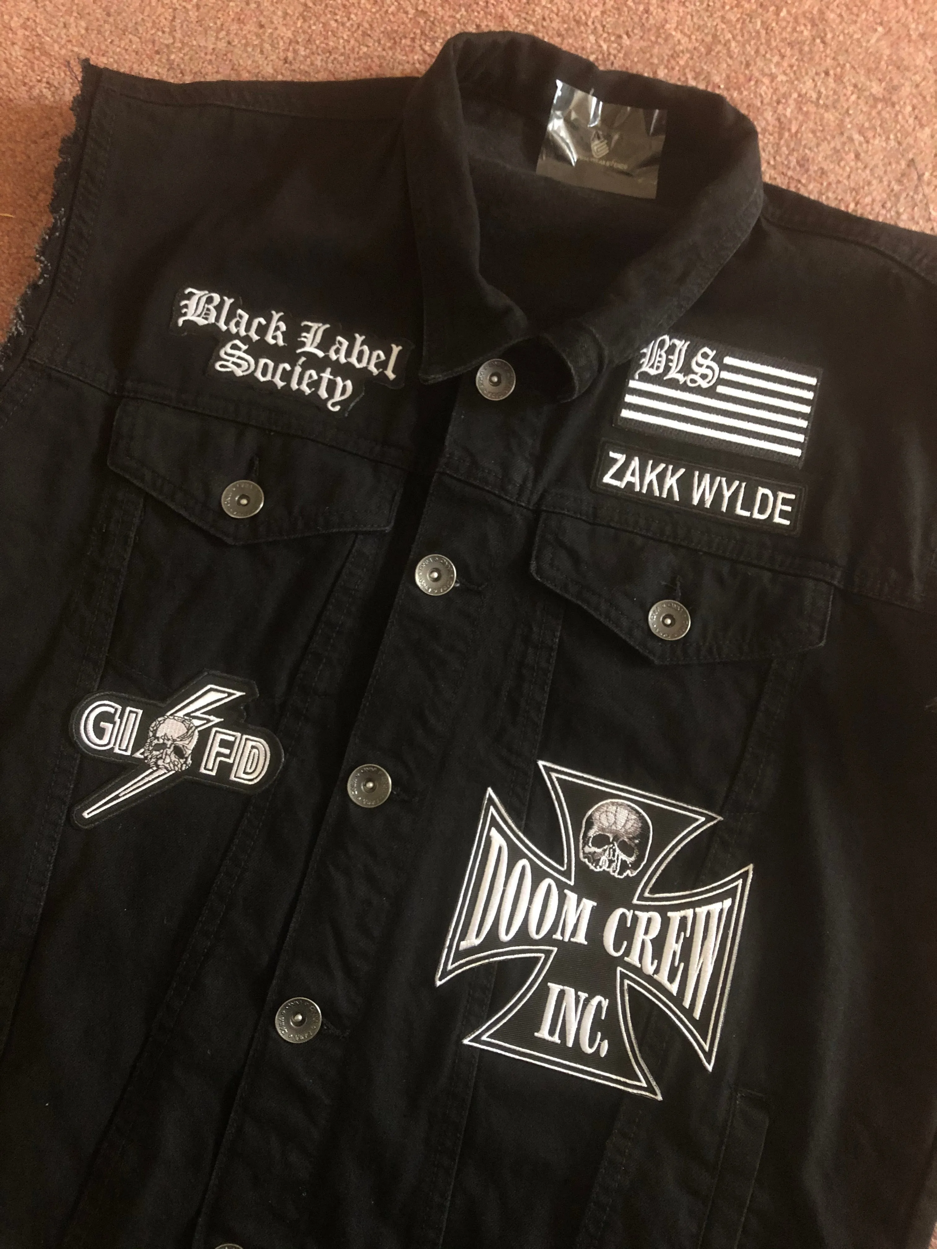 Black Label Society Doom Crew Rocker Patch Set Battle Jacket Cut-Off Denim BLS GIFD