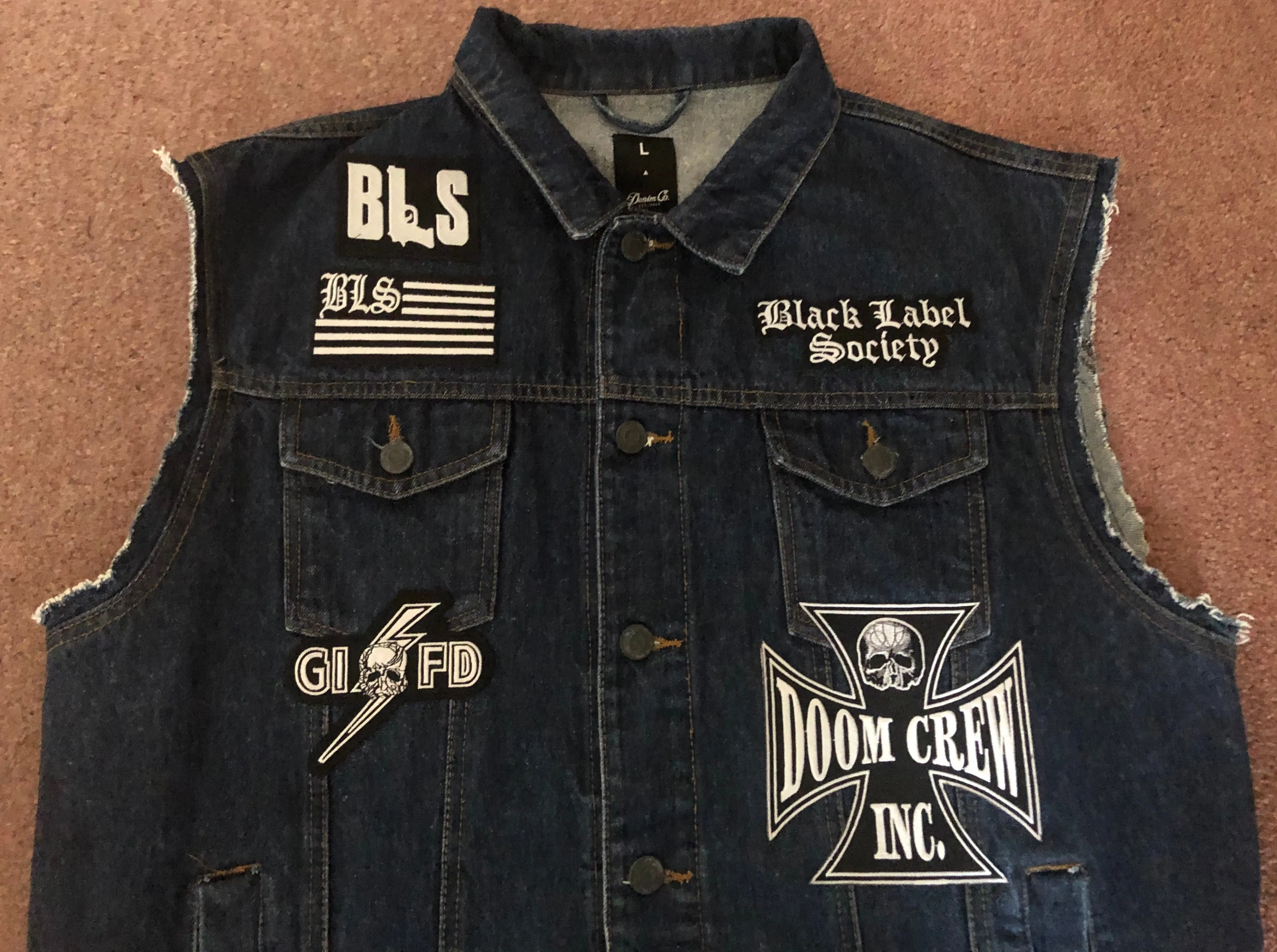 Black Label Society Doom Crew Rocker Patch Set Battle Jacket Cut-Off Denim BLS GIFD