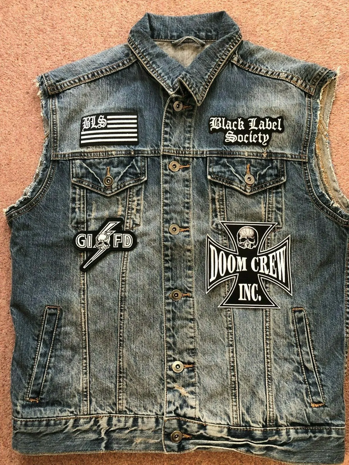 Black Label Society Doom Crew Rocker Patch Set Battle Jacket Cut-Off Denim BLS GIFD