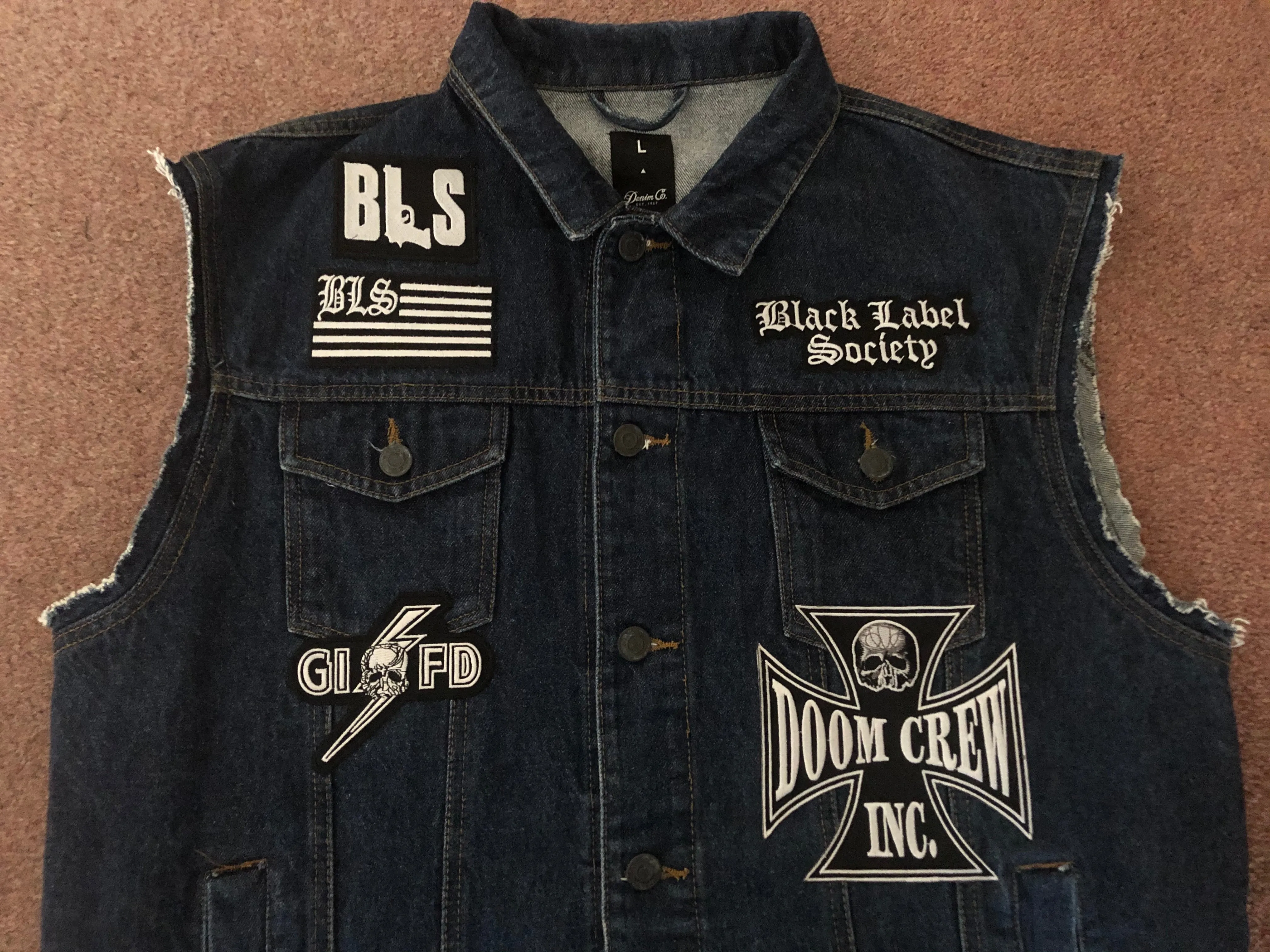 Black Label Society Doom Crew Rocker Patch Set Battle Jacket Cut-Off Denim BLS GIFD