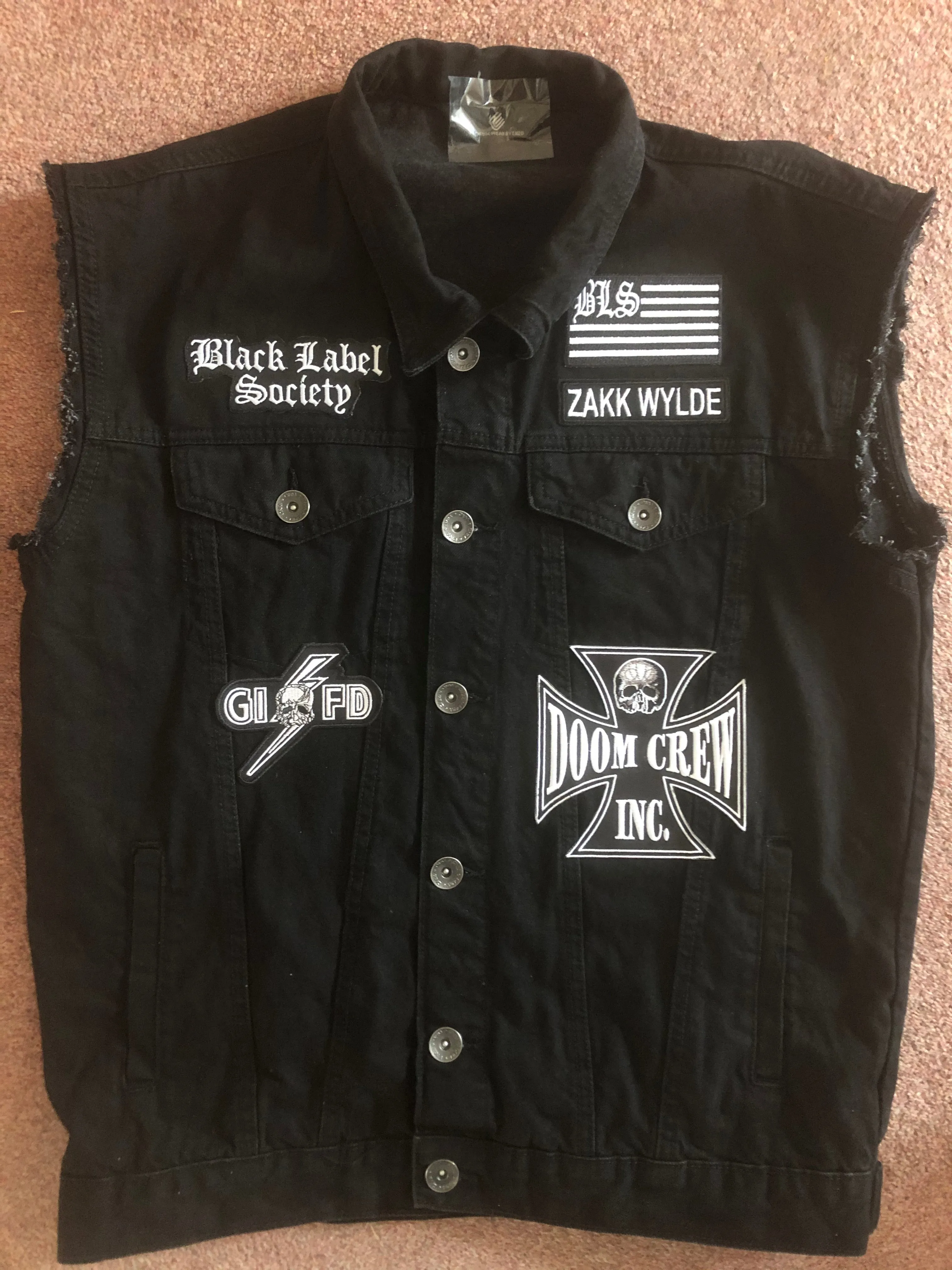 Black Label Society Doom Crew Rocker Patch Set Battle Jacket Cut-Off Denim BLS GIFD