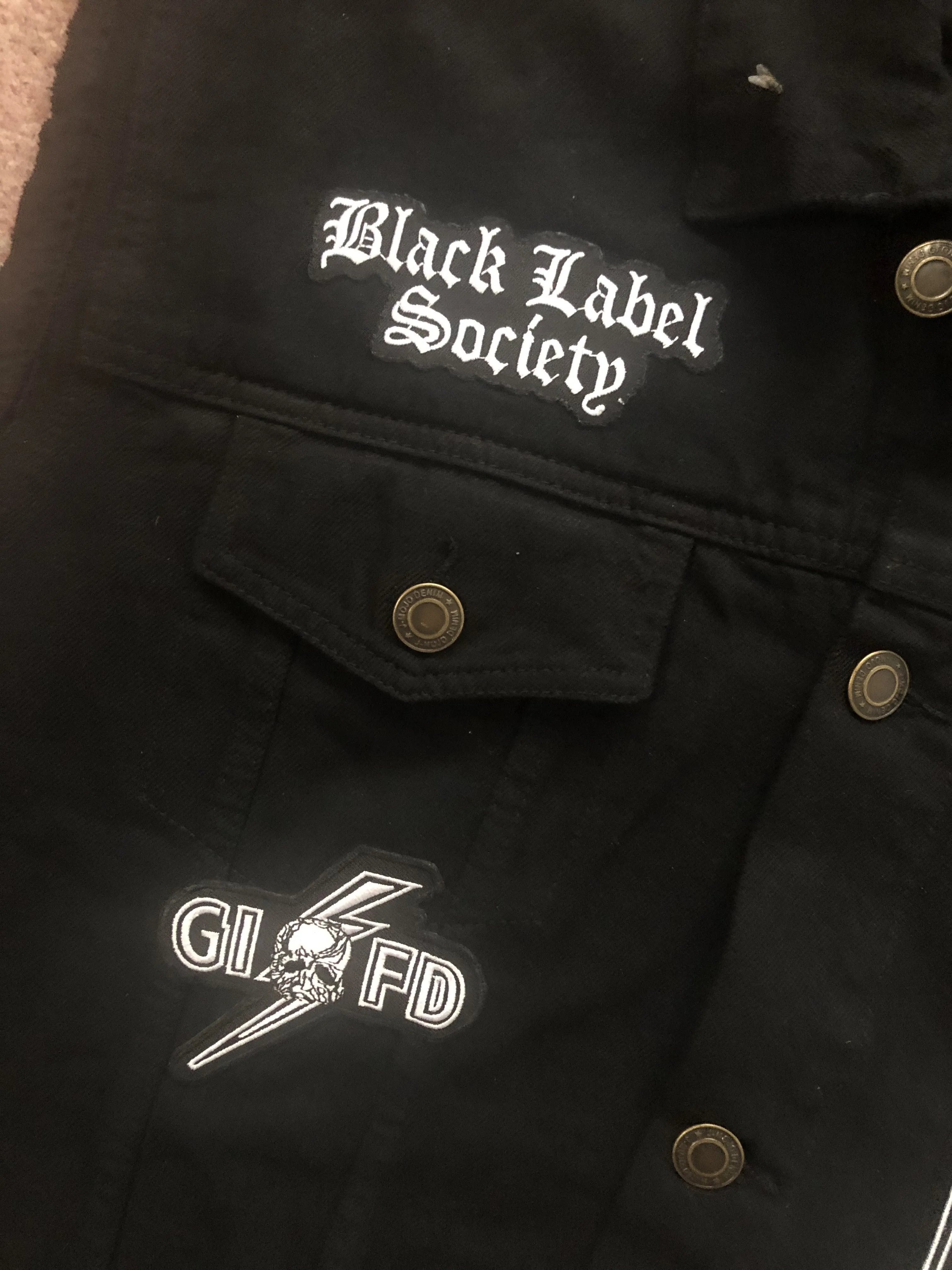 Black Label Society Doom Crew Rocker Patch Set Battle Jacket Cut-Off Denim BLS GIFD