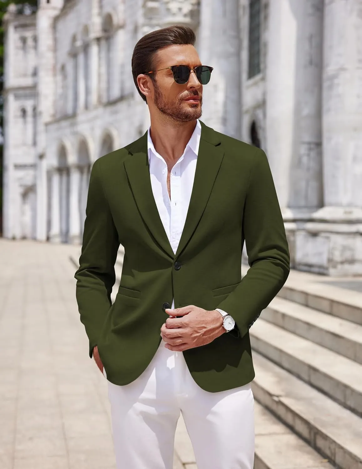 COOFANDY Men's Casual Knit Blazer Two Button Lightweight Sport Coats Suit Jacket