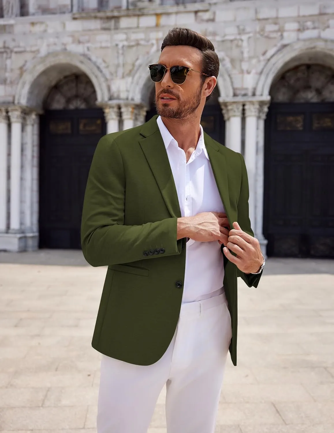 COOFANDY Men's Casual Knit Blazer Two Button Lightweight Sport Coats Suit Jacket