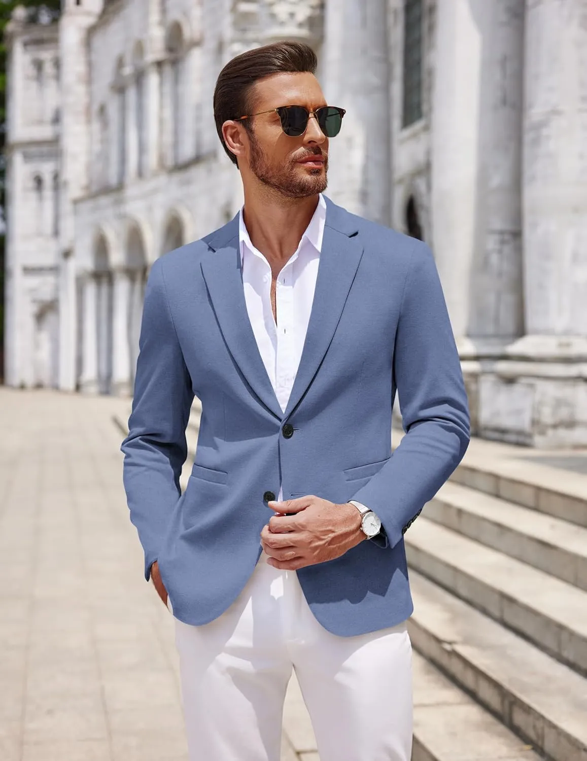 COOFANDY Men's Casual Knit Blazer Two Button Lightweight Sport Coats Suit Jacket