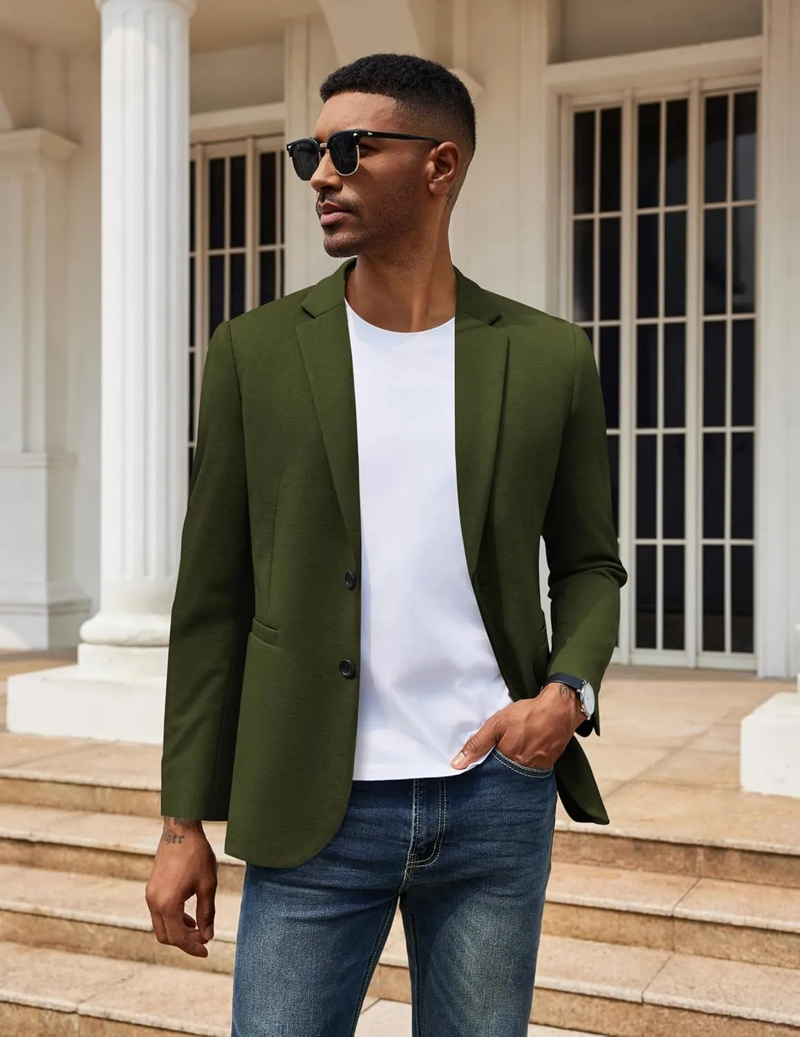 COOFANDY Men's Casual Knit Blazer Two Button Lightweight Sport Coats Suit Jacket