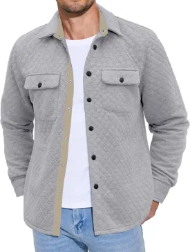 COOFANDY Men's Casual Shirt Jacket Lightweight Shacket Jacket Quilted Button Down Jackets