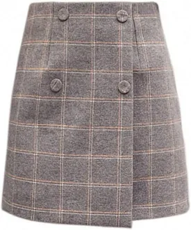 Dawery Autumn Winter Plaid Wool Skirt Women's Short Skirt Mini A-Line Woolen Skirts Vintage Office Ladies