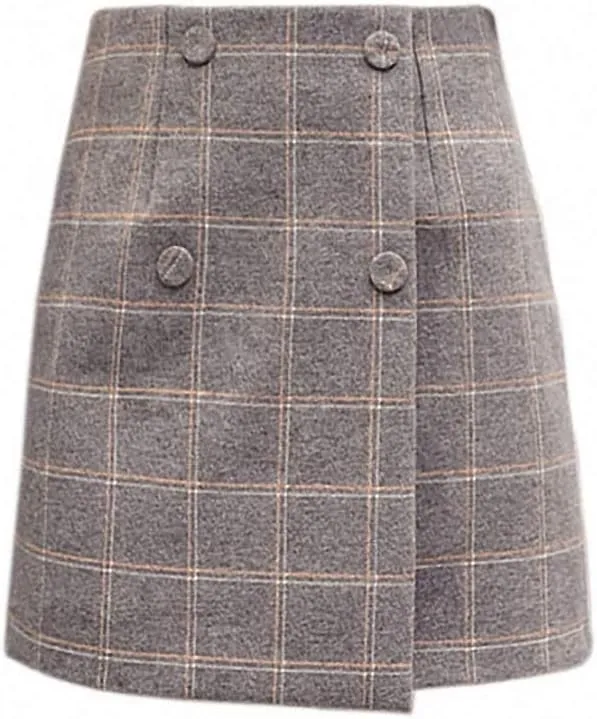 Dawery Autumn Winter Plaid Wool Skirt Women's Short Skirt Mini A-Line Woolen Skirts Vintage Office Ladies