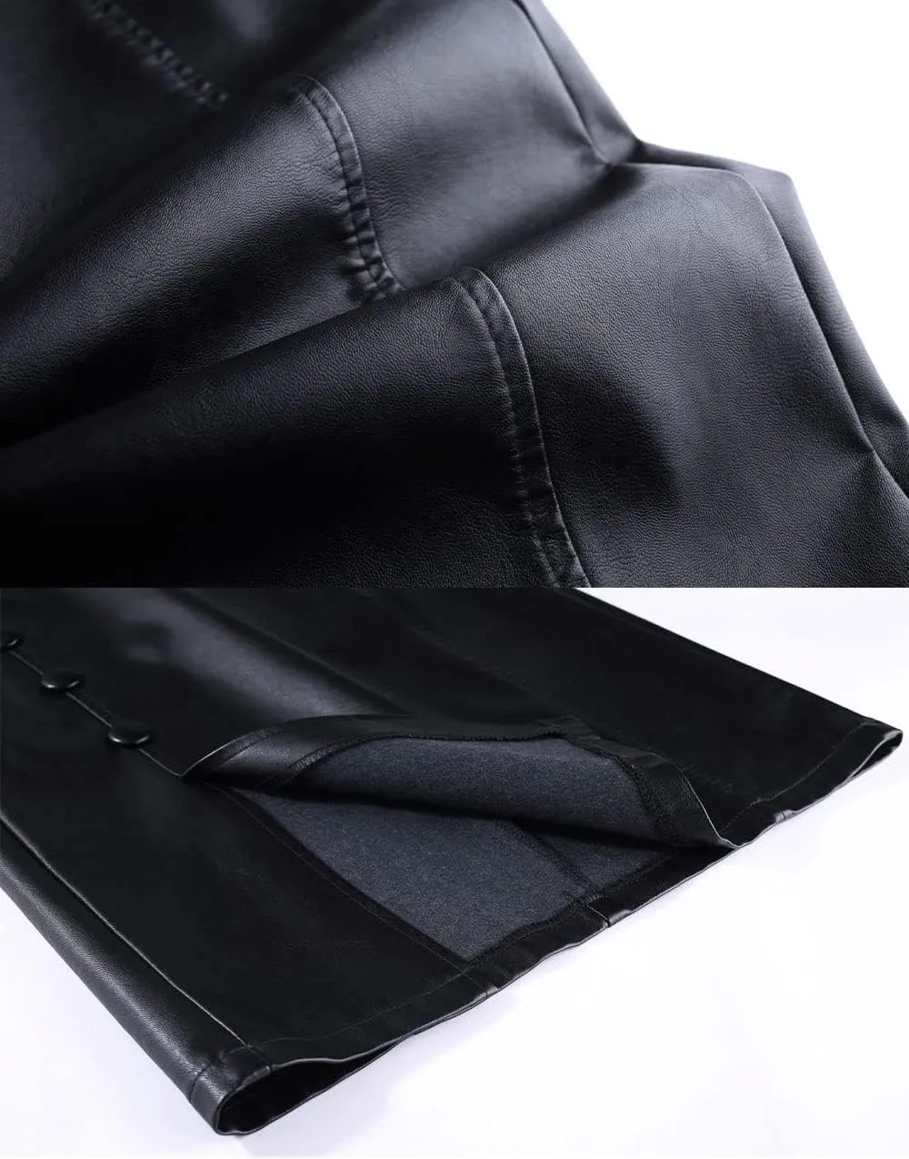 ebossy Women's Y2K PU High waist A-line Black Faux Leather Skirt Bodycon Hem Slit Mid Length Hip Lift Claasic Pencil Skirt