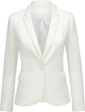 GRAPENT Women's Business Casual Pockets Work Office Blazer Back Slit Jacket Suit