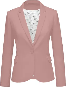 GRAPENT Women's Business Casual Pockets Work Office Blazer Back Slit Jacket Suit