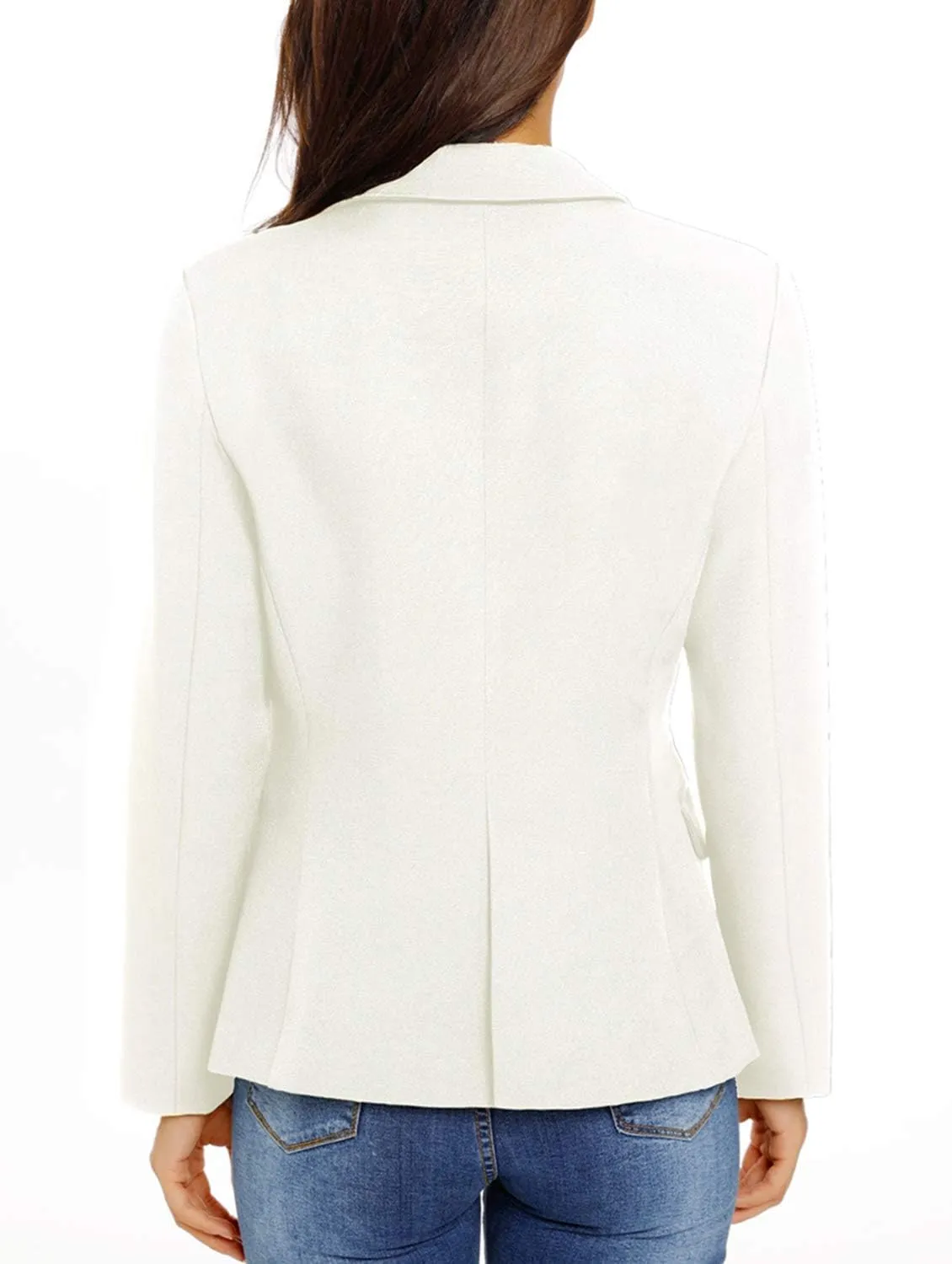 GRAPENT Women's Business Casual Pockets Work Office Blazer Back Slit Jacket Suit