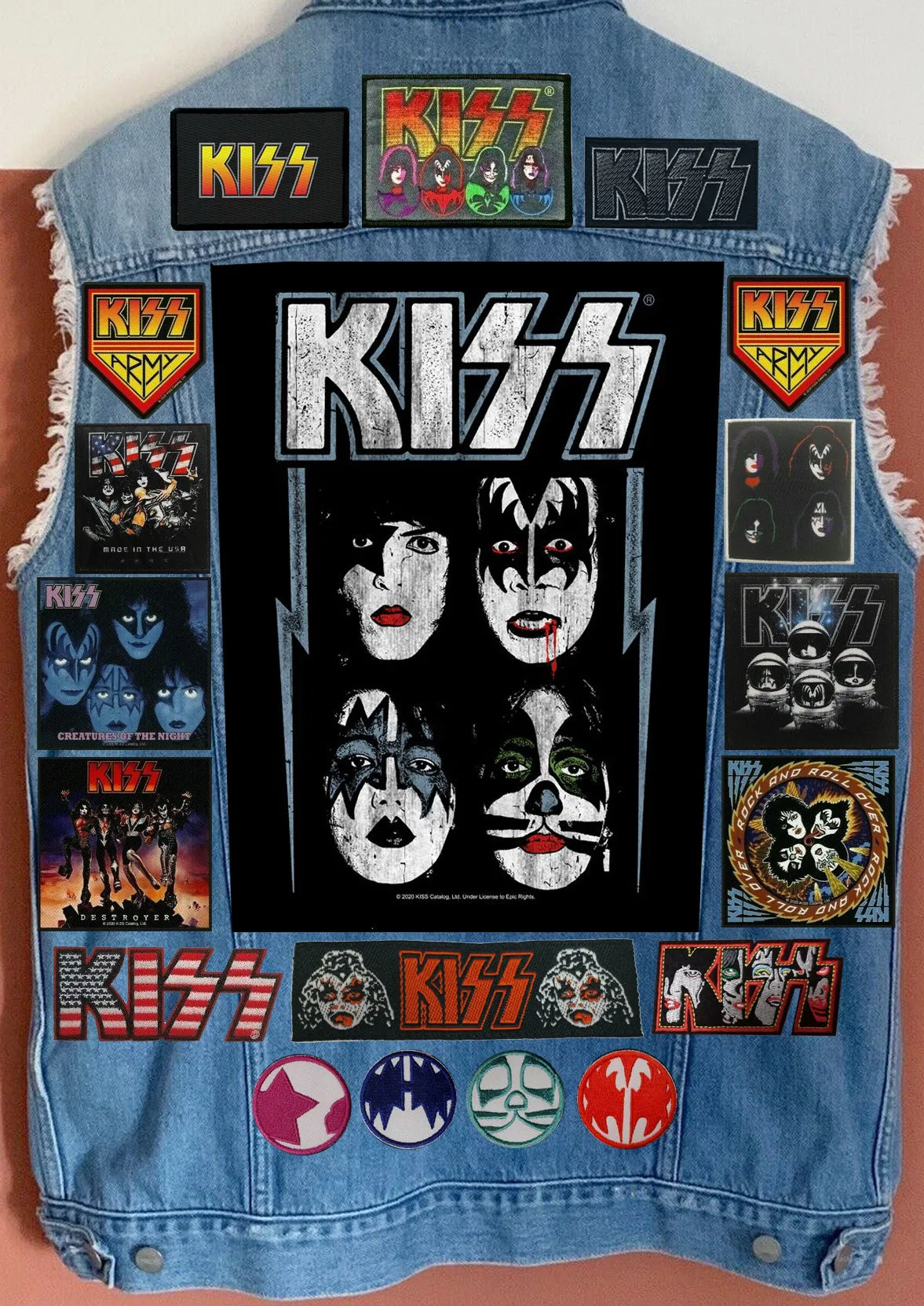 KISS Army: Quarter / Half / Three-Quarters / Full Patch Denim Vest Cut-Off Battle Jacket