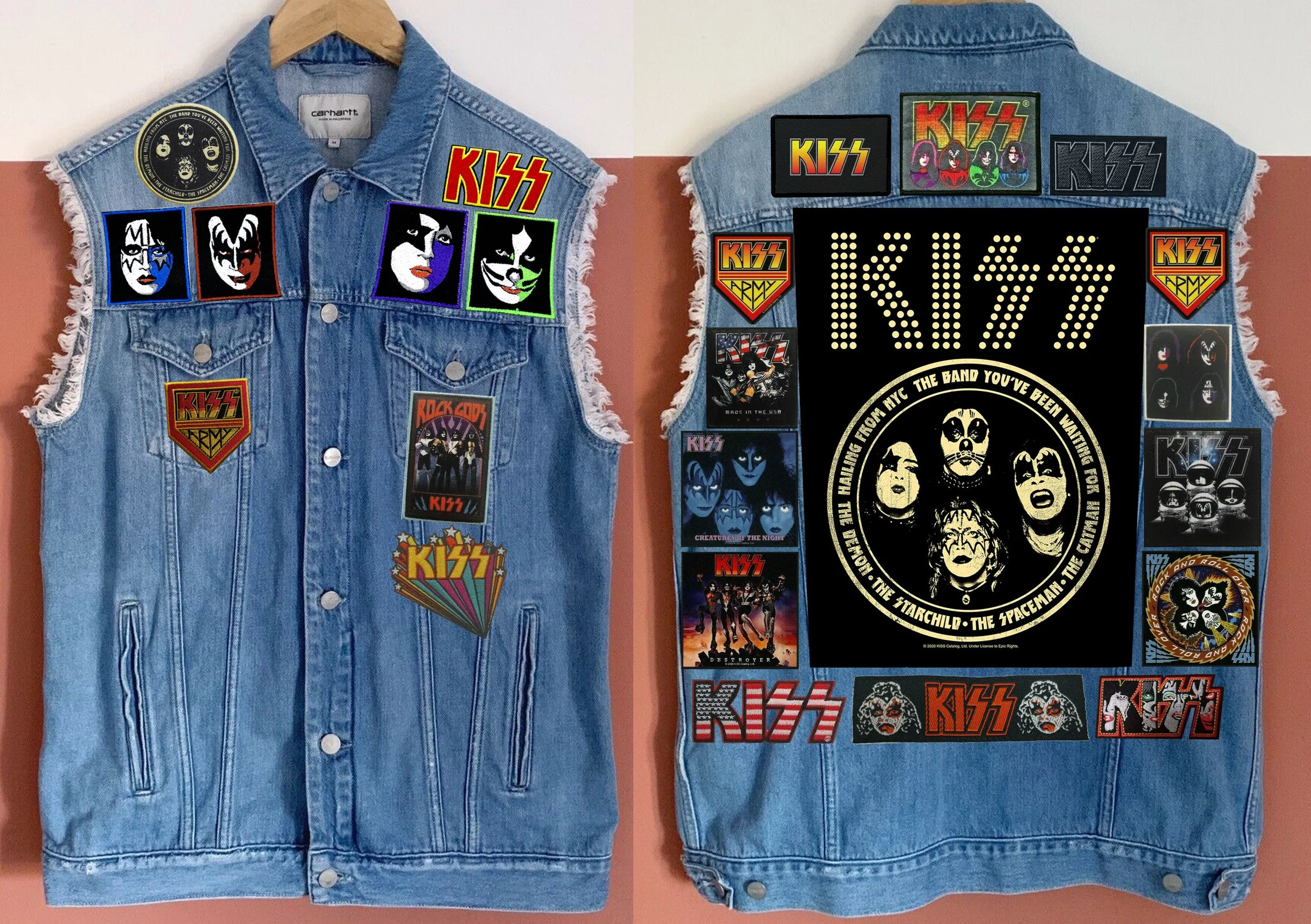 KISS Army: Quarter / Half / Three-Quarters / Full Patch Denim Vest Cut-Off Battle Jacket