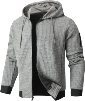 Mens Lightweight Hoodie Full Zip Sweatshirt Casual Jacket Coat