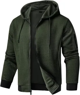 Mens Lightweight Hoodie Full Zip Sweatshirt Casual Jacket Coat