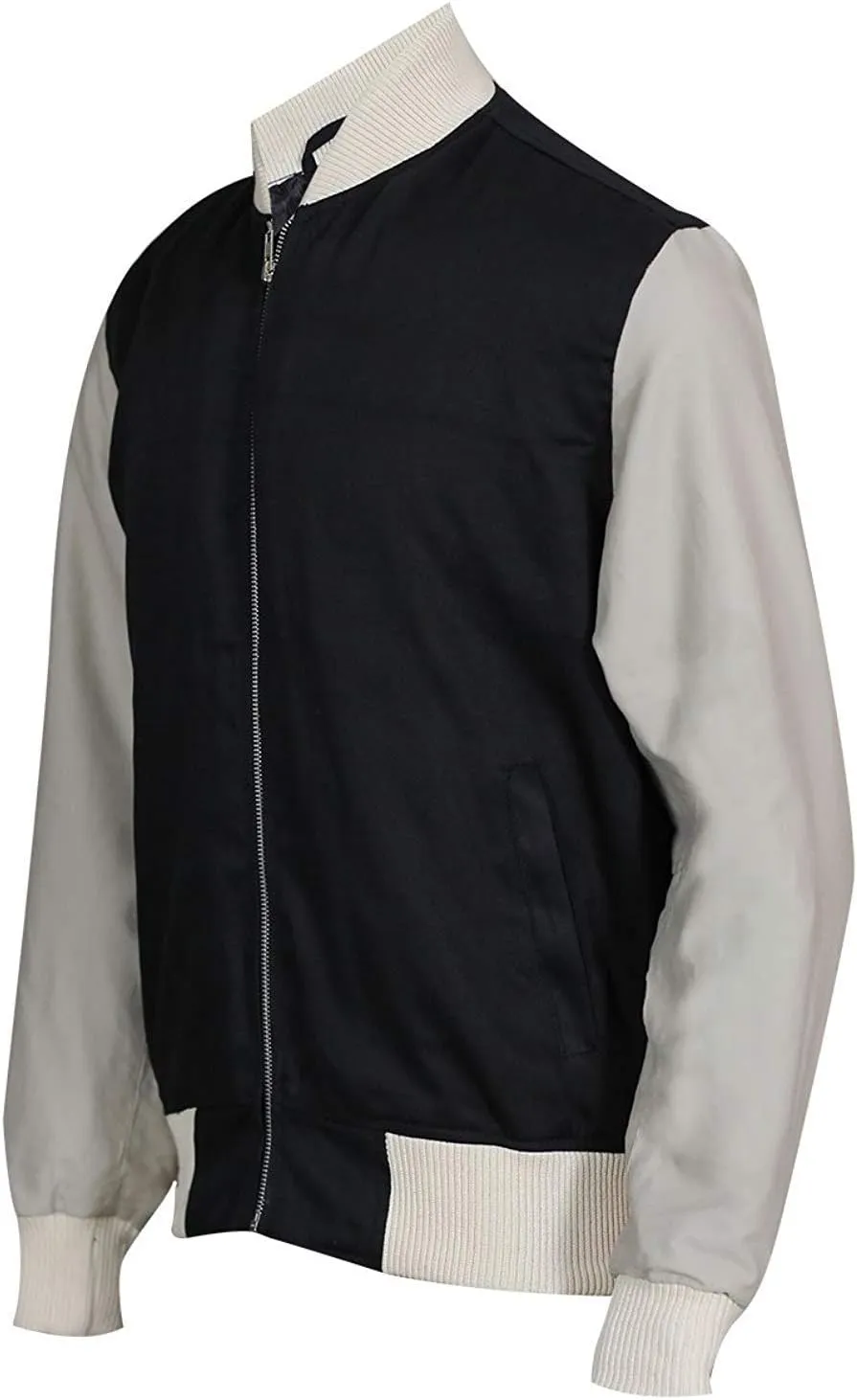 Men's Lightweight Jacket Baby Ansel Elgort High School College Cotton Bomber Driver Varsity Letterman Jacket