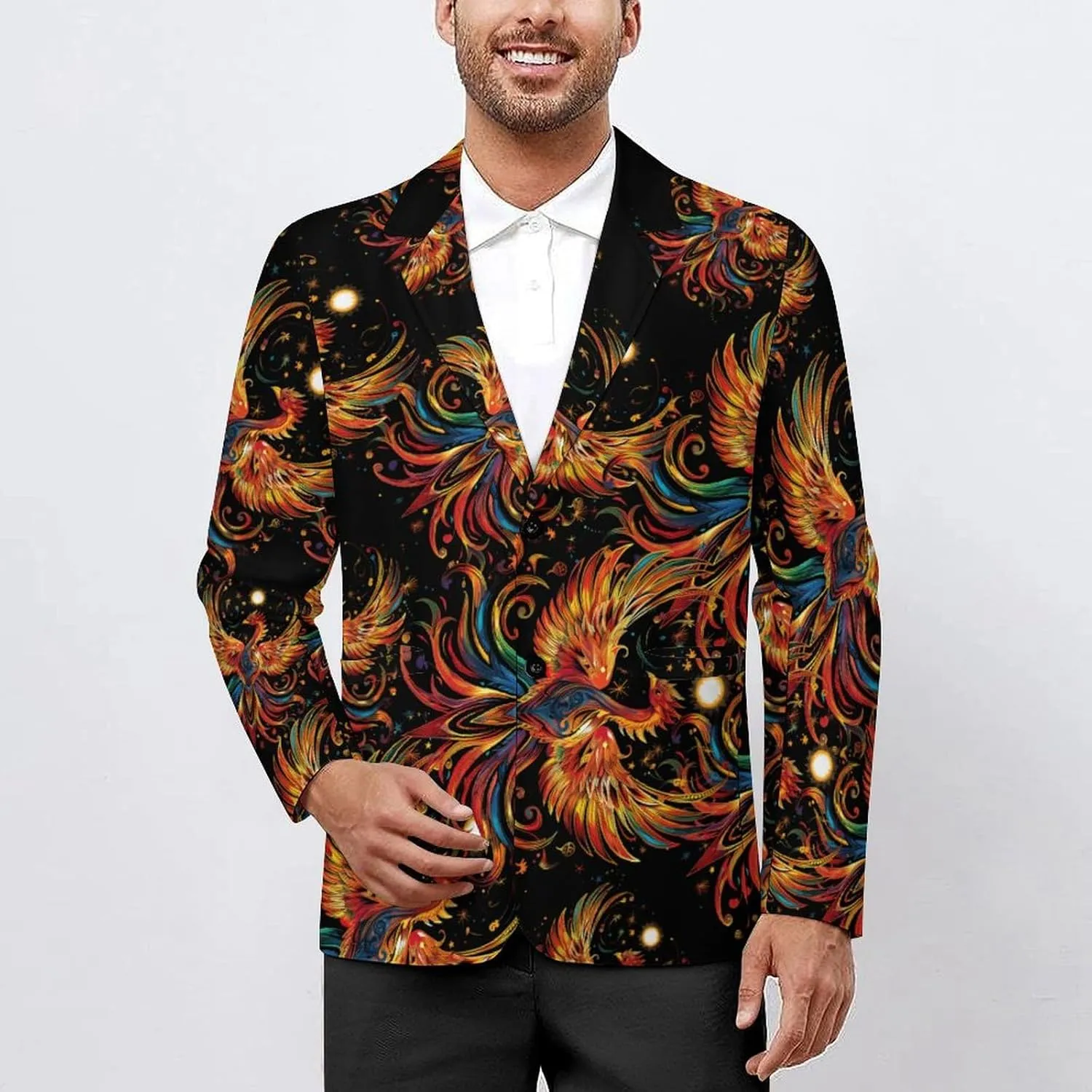 Phoenixs Bird Mens Casual Blazer Button Suit Jacket Lightweight Sport Coat for Work Business