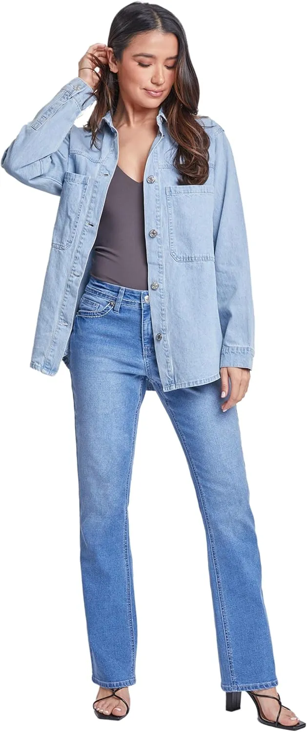 Royalty For Me womens Ymi Jeans Womens Oversized Shacket With Front Patch Pockets