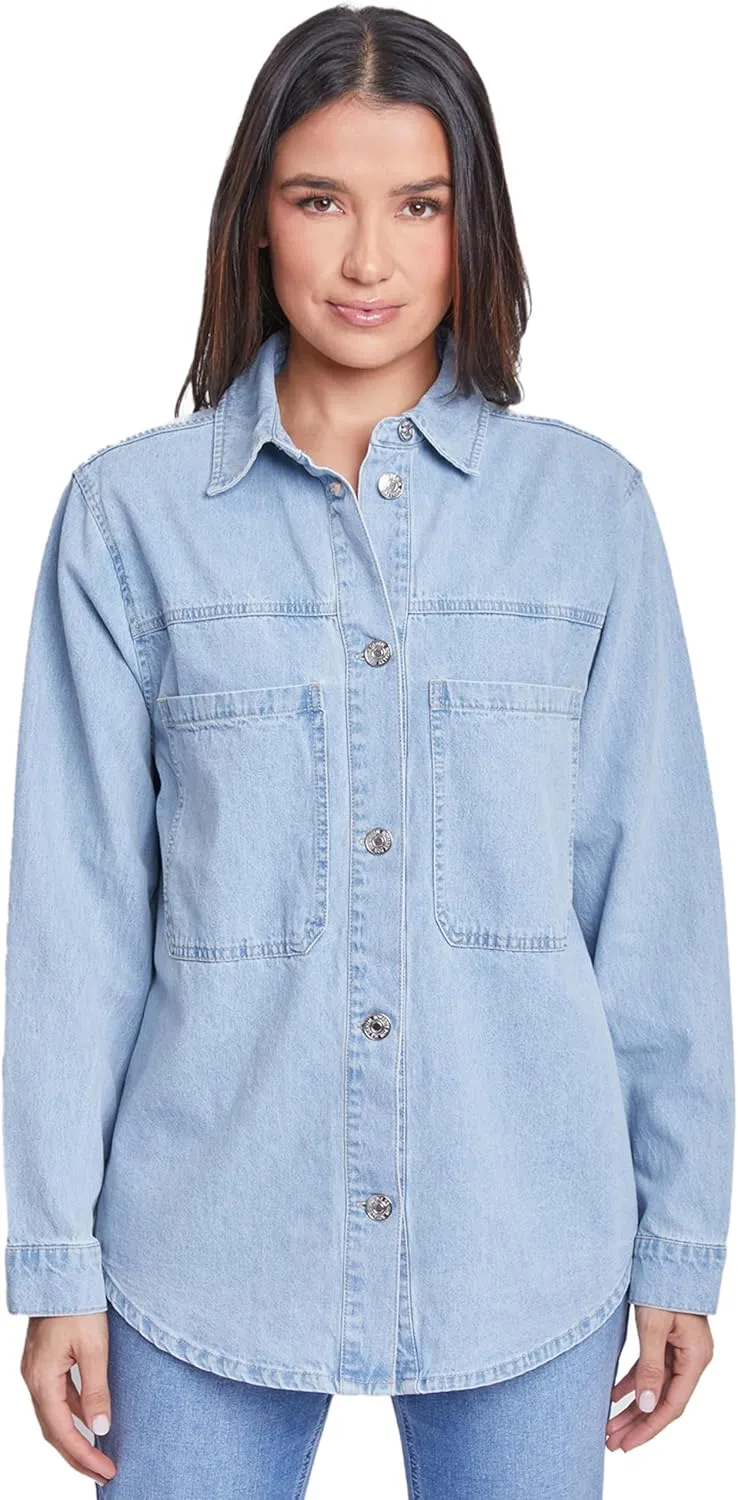 Royalty For Me womens Ymi Jeans Womens Oversized Shacket With Front Patch Pockets