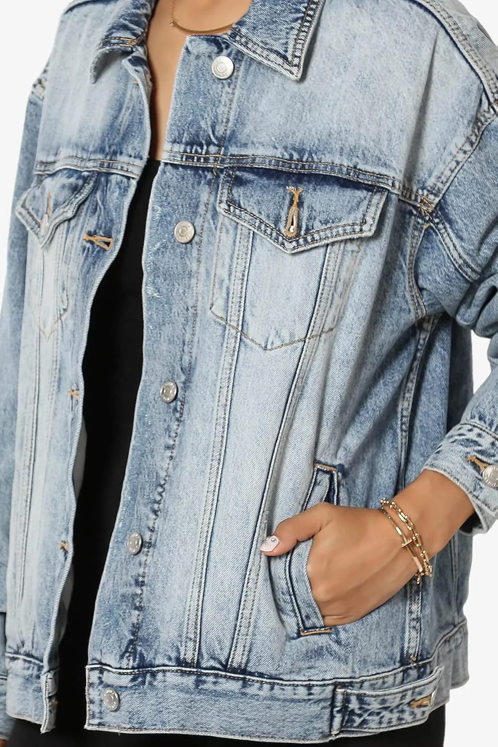 TheMogan S~3X Vintage Distressed Dark Washed Slim Fit Cropped Denim Jacket