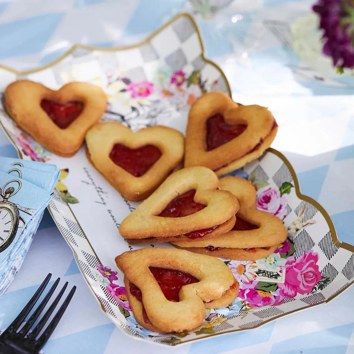 Truly Alice Checkered Food Platters - 4 Pkt