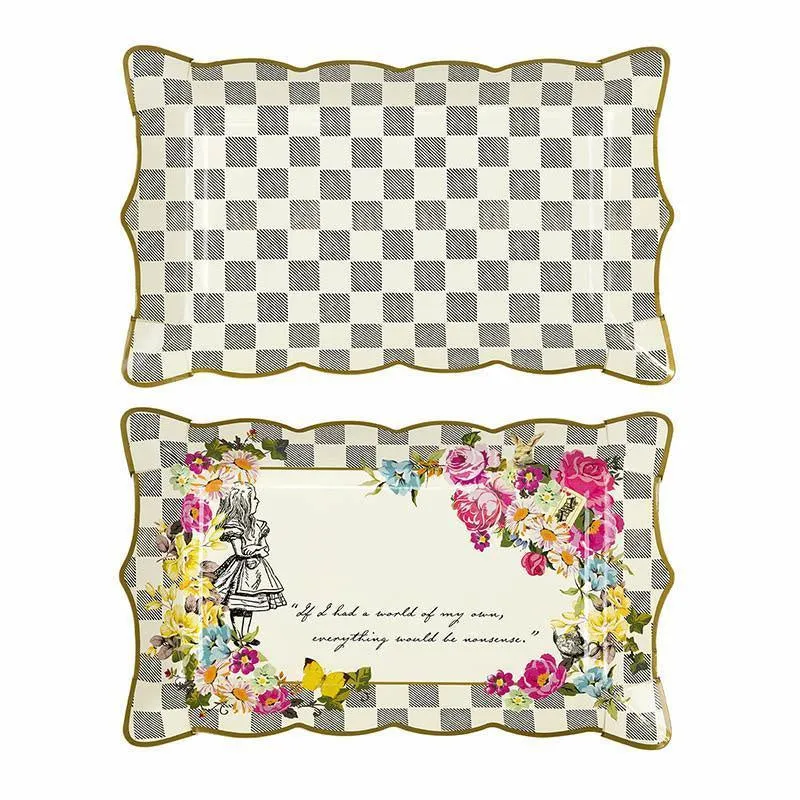 Truly Alice Checkered Food Platters - 4 Pkt
