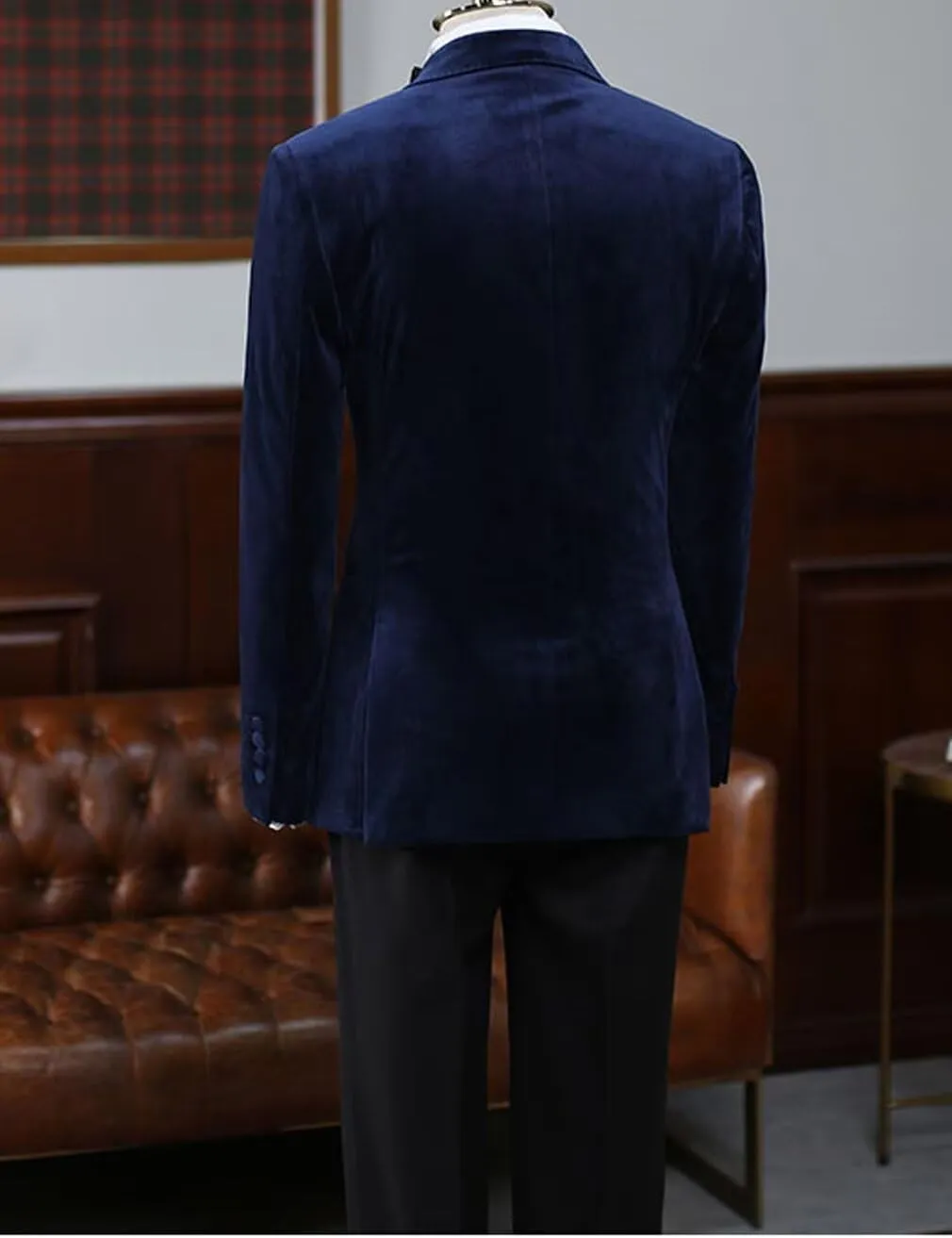 Vintage Velvet Blazer Jacket for Men Double Breasted Shawl Lapel Sport Coat Slim Fit Wedding Tuxedo