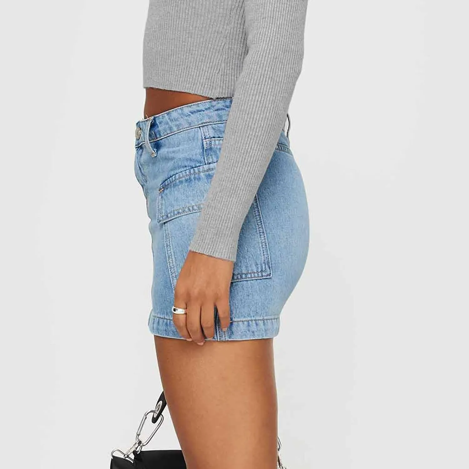 Womens Jean Skirt Stretchy Low Waisted Short Denim Pencil Skirt Summer Going Out Mini Skirts with Pockets Streetwear