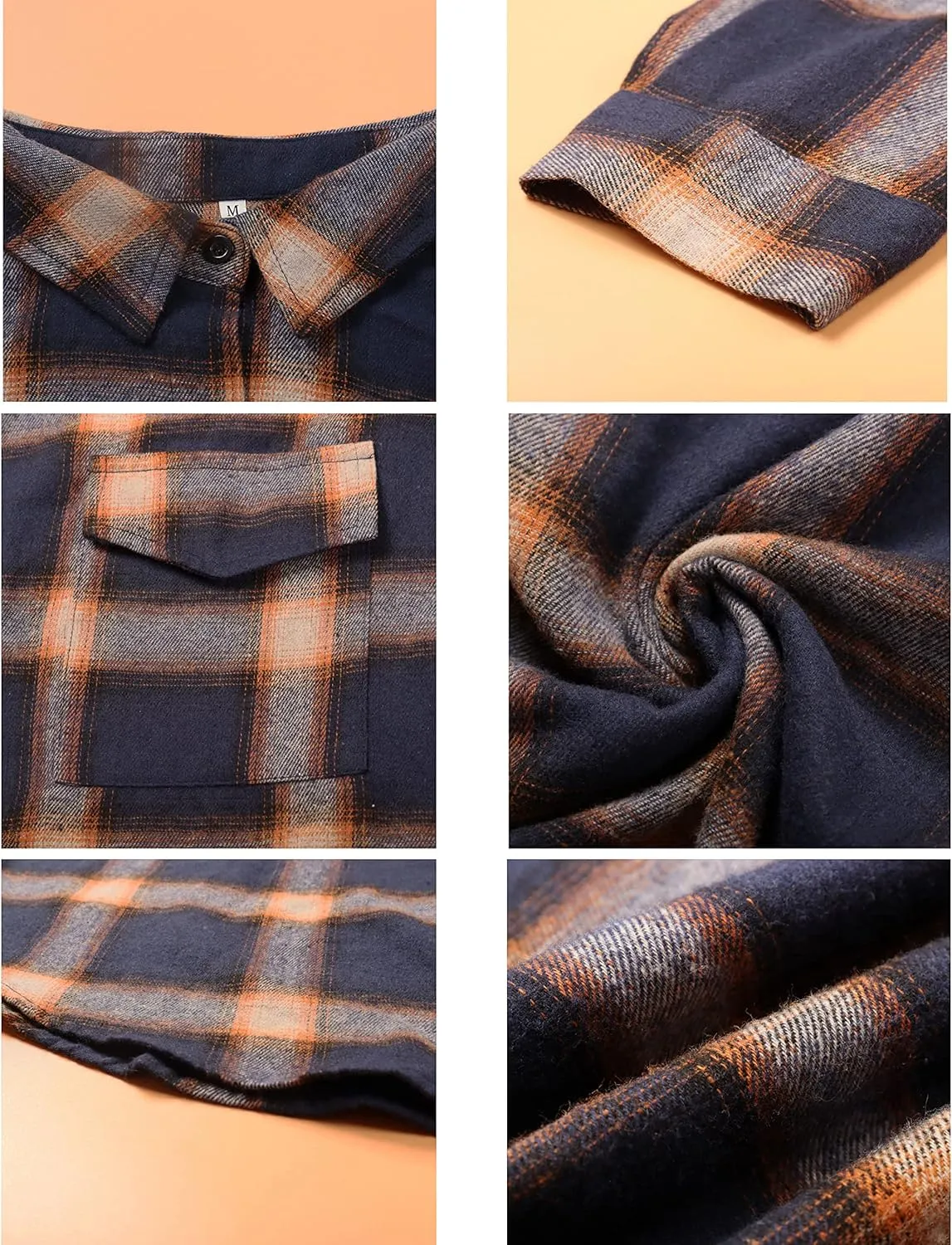 Zontroldy Womens Flannel Plaid Shirts Oversized Lightweight Buffalo Plaid Button Down Shirt Blouse Tops